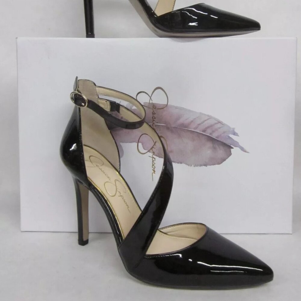 Jessica Simpson Castana Black Patent Pointed Toe Heel - size 10
